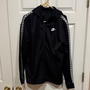 Nike Black zip up Hoodie with Logo and Stripe Nike Accents